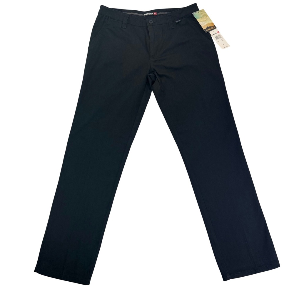 NWT Quiksilver Union Pant Mens 32 Black Stretch Chino Straight Leg  New P105640‎